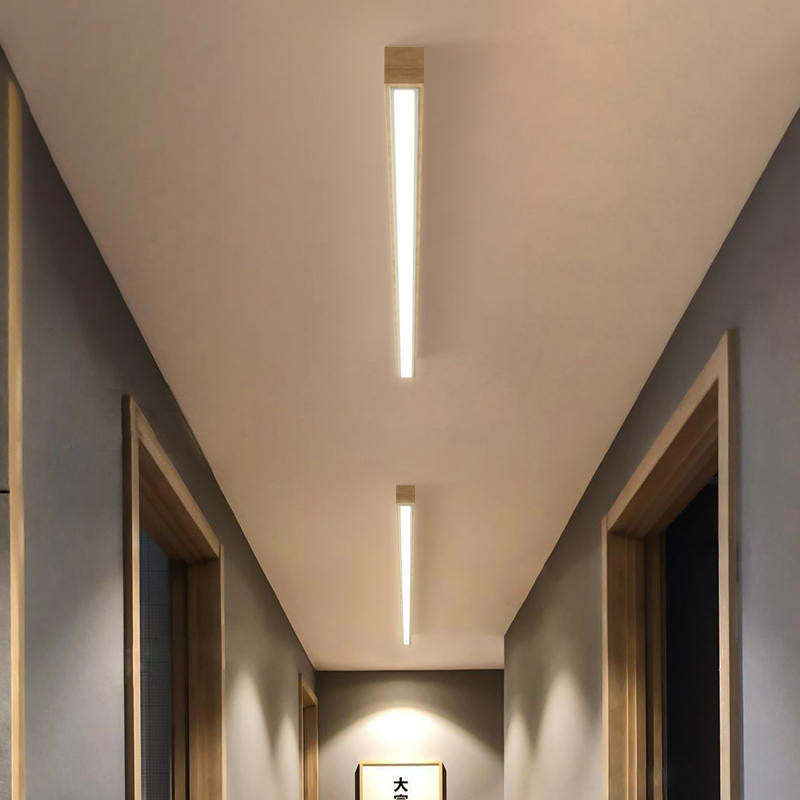 Edge Linear Ceiling Light, Wood, 23.6"/39.4"
