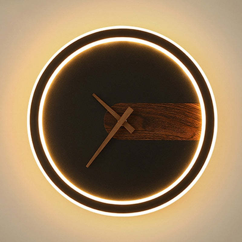Nielsen Modern Clock Design Wall Lamp, illuminated clock face