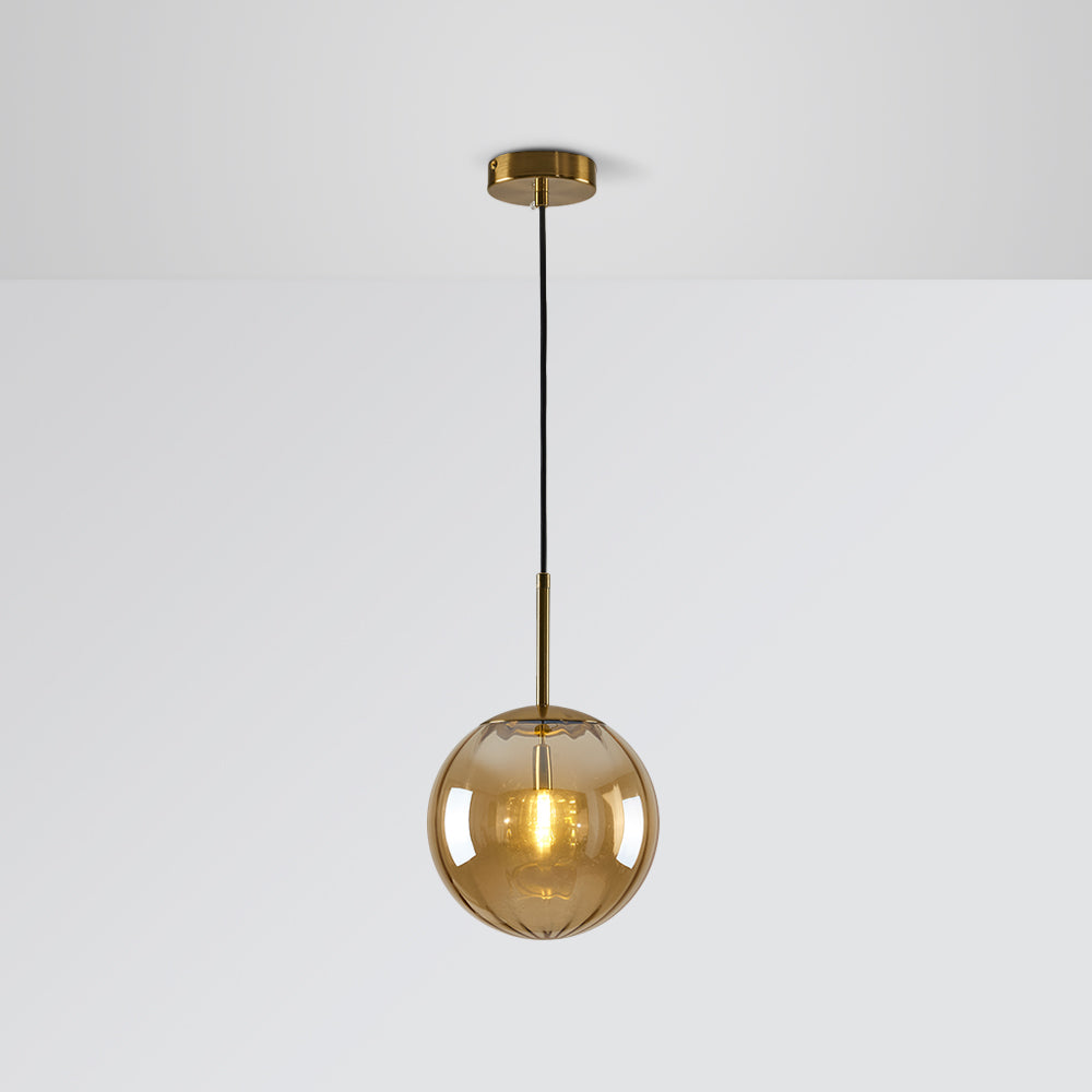 Amber glass bubble pendant light. Hailie modern lighting.