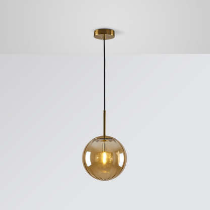 Amber glass bubble pendant light. Hailie modern lighting.