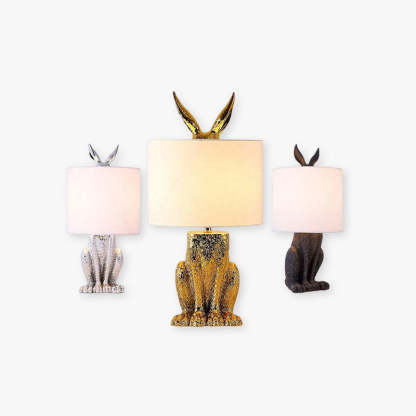 Alice Rabbit Table Lamp in black, gold, and silver resin
