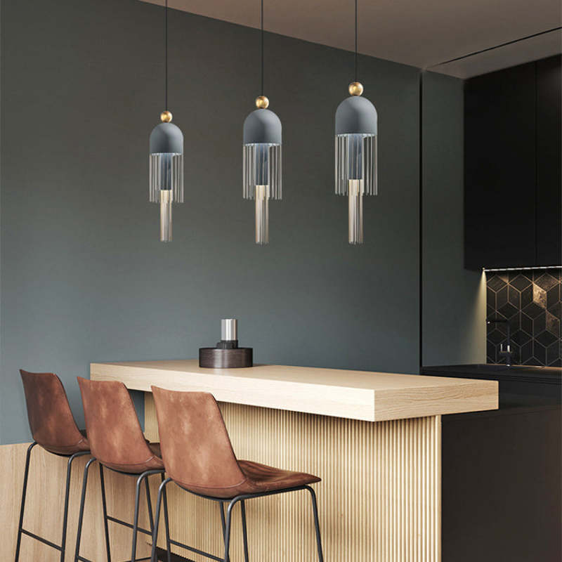 Modern tassel pendant lights in dining room