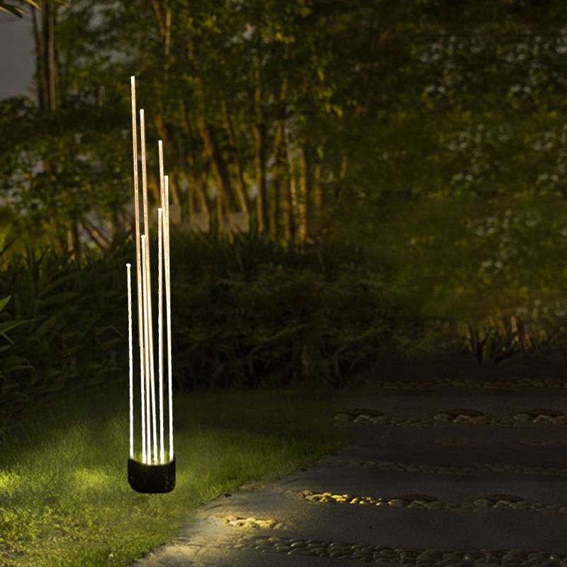 Riley Optical Fiber LED Ground Light illuminating a garden pathway at night