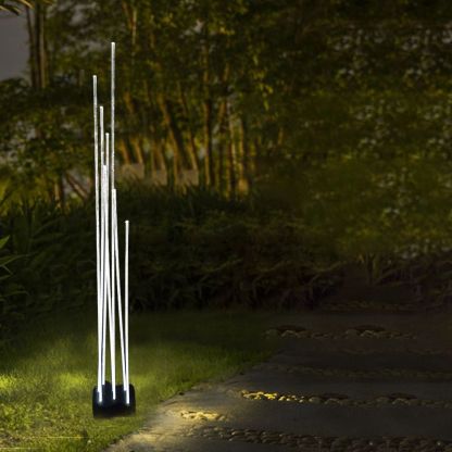 Riley LED Outdoor Ground Light illuminating garden path at night