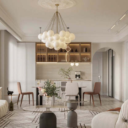 Dining room with Valentina glass globe pendant light Valentina Glass Globe Pendant Light Bubble