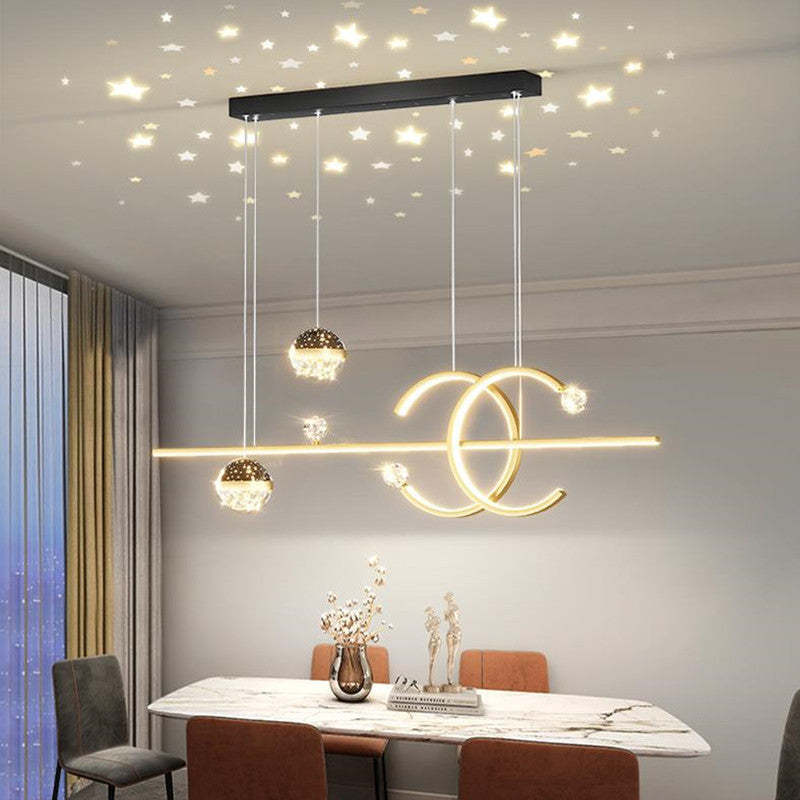 Luxury globe pendant light, starry sky ceiling effect, dining room lighting