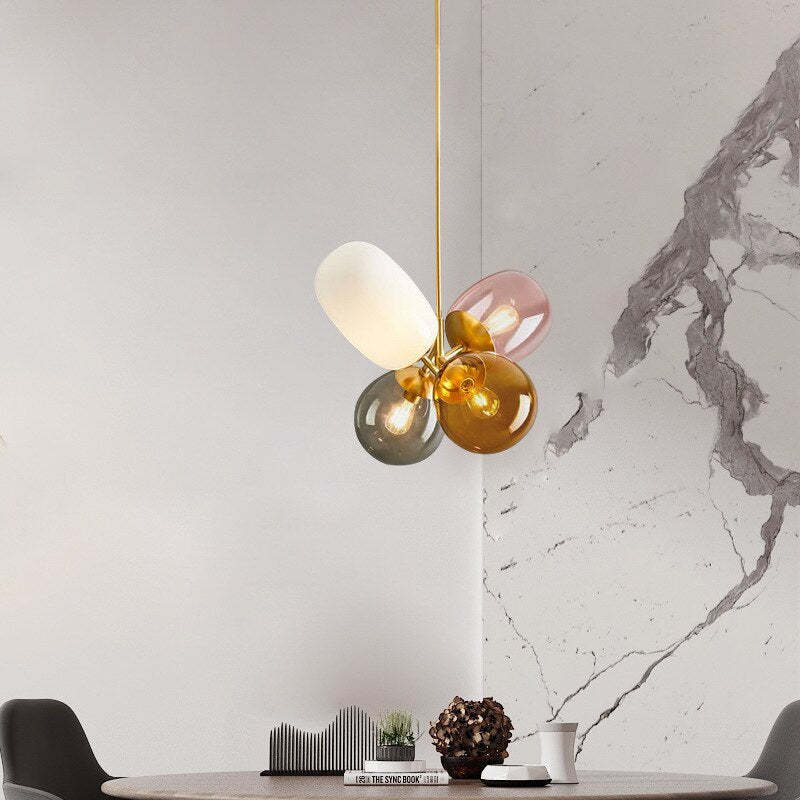 Morandi glass pendant light for living room decor.
