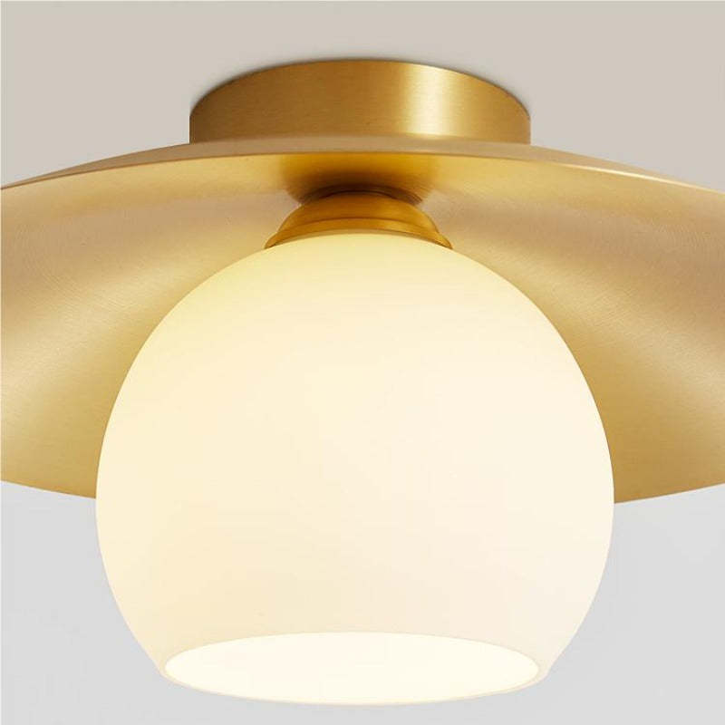 Close-up Carins Nordic Retro LED Ceiling Light, golden finish