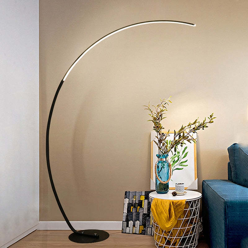 Modern Arc LED Floor Lamp in Living Room