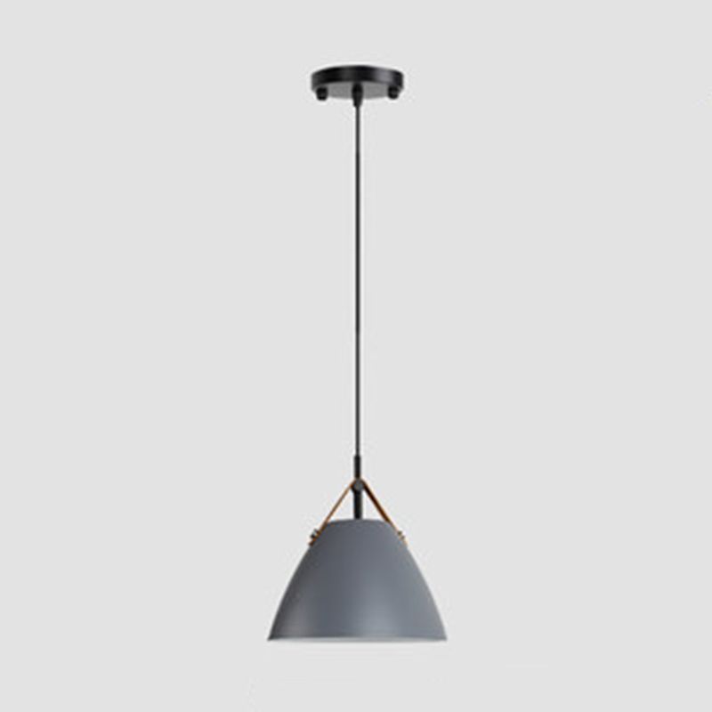 Grey Morandi Pendant Light with Leather Strap