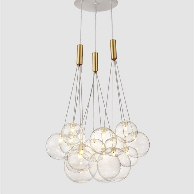 Valentina pendant light, bubble glass globe chandelier