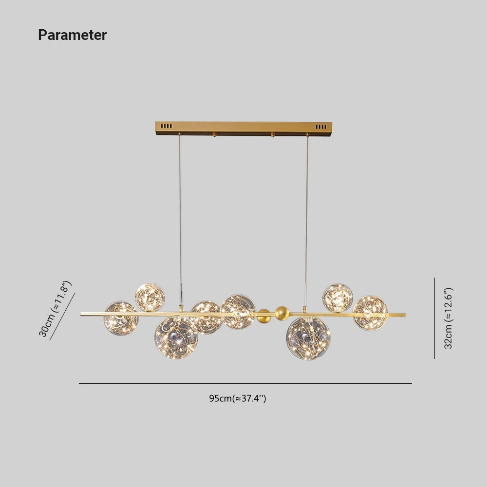 Valentina Chandelier dimensions: 95cm wide with globe lights. Valentina Art Deco Globe Metal Glass Chandelier