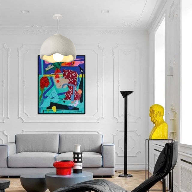 Modern living room with Byers pendant light and contemporary decor