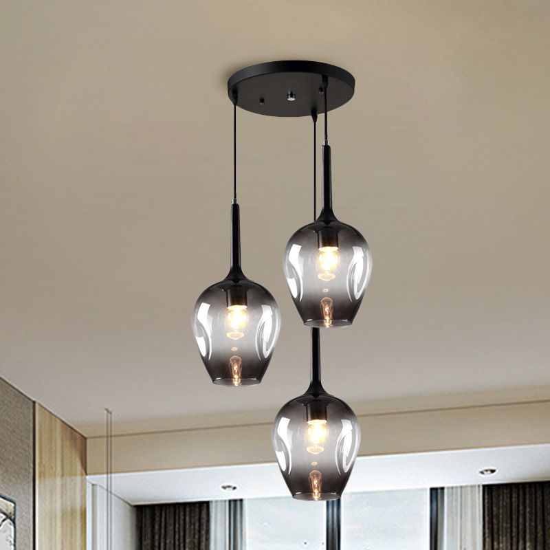 Smoky glass Valentina pendant light. Nordic style cluster lighting.