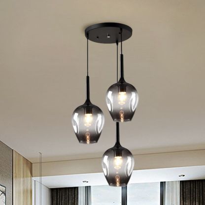 Smoky glass Valentina pendant light. Nordic style cluster lighting.