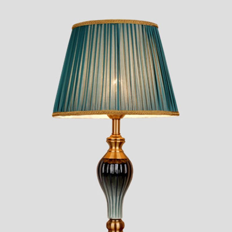Eryn Floor Lamp with teal fabric shade, Las Sola
