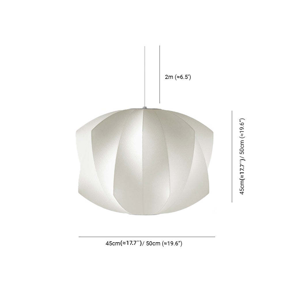 Renée pendant light dimensions, white fabric shade