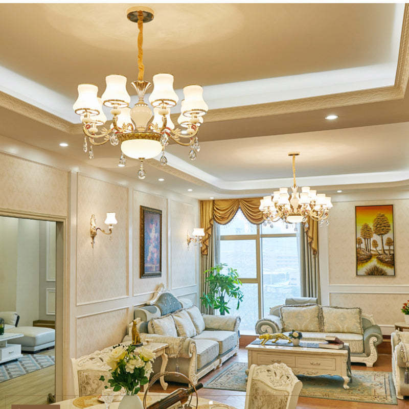 Alessio Retro Pendant Light in ornate living room.