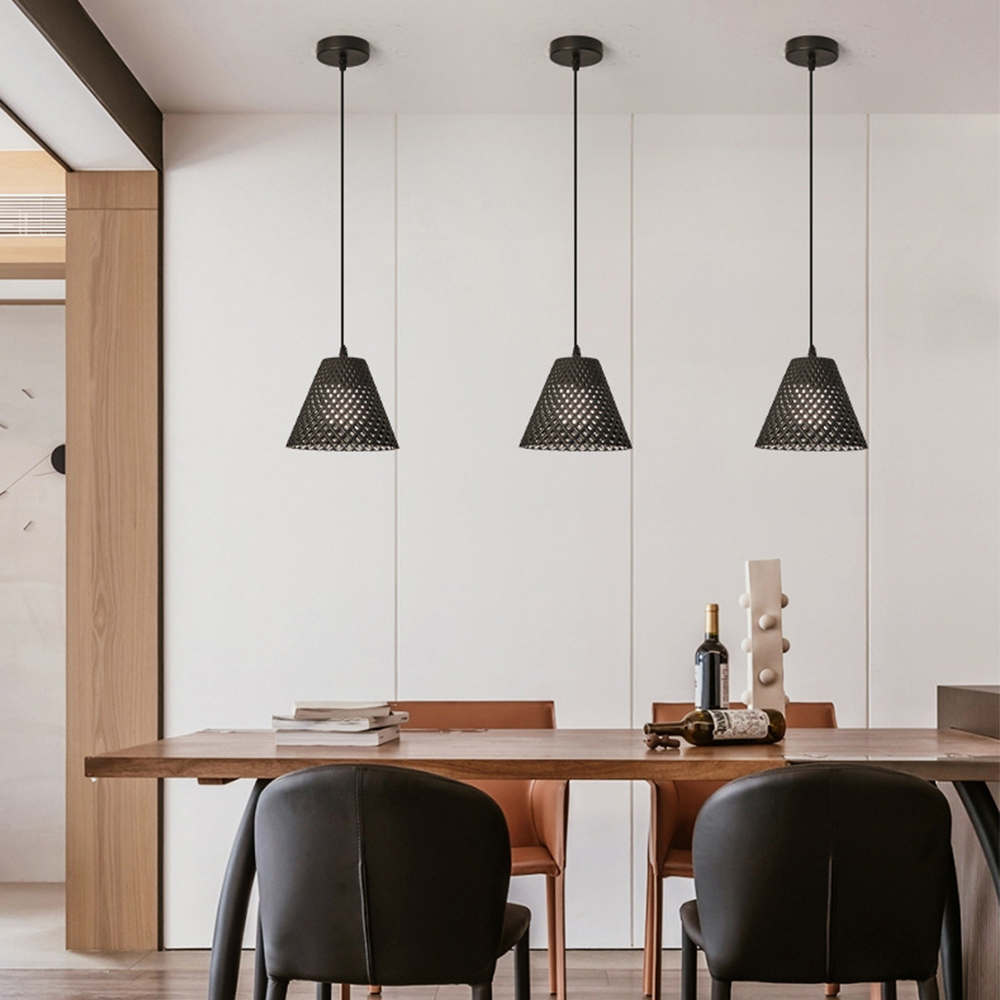 Hailie Cone Pendant Lights above Dining Table