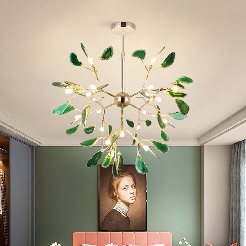 Javon Leaf Agate Pendant Light, green color