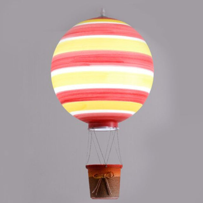 Colorful striped hot air balloon pendant light for kids bedroom