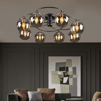Las Sola Valentina bubble glass ceiling light in living room.