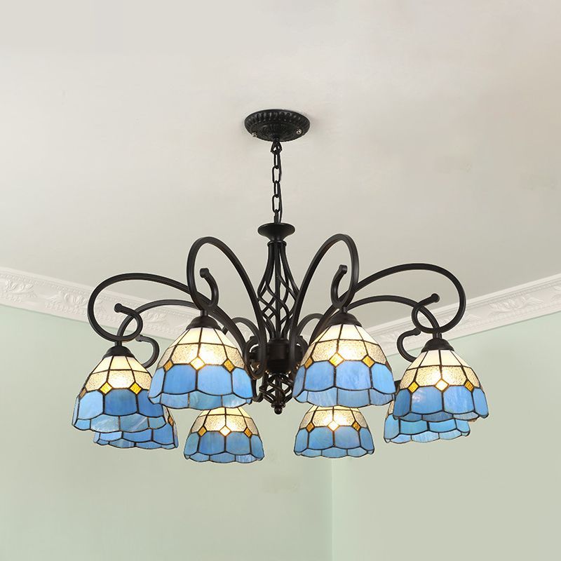 Silva Tiffany blue stained glass chandelier