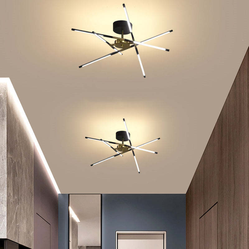 Modern Linear Metal Acrylic Ceiling Lights in hallway