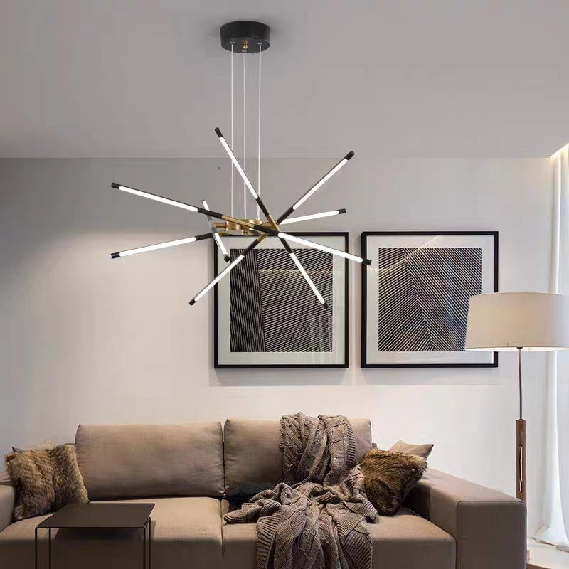 Edge pendant light in living room setting