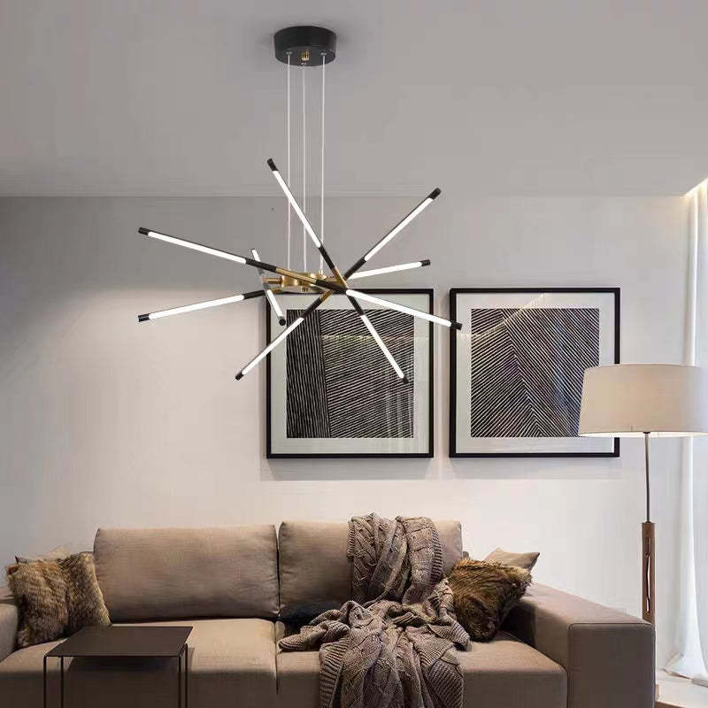 Edge pendant light in living room setting