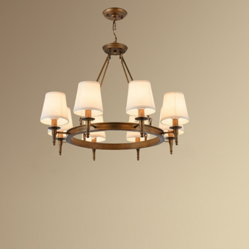 Copper Alessio Chandelier, Vintage Ring Lighting Fixture