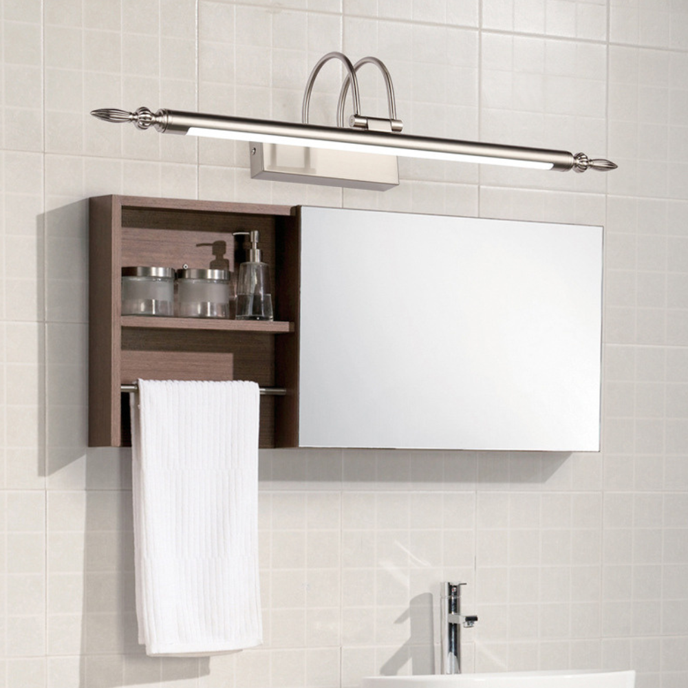 Leigh metal LED wall lamp over bathroom mirror