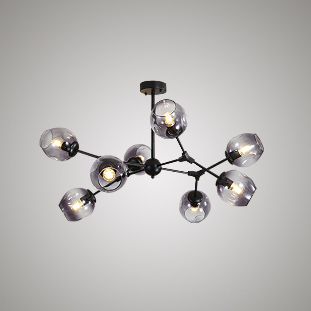 Valentina Modern Bubble Chandelier, smoky gray glass