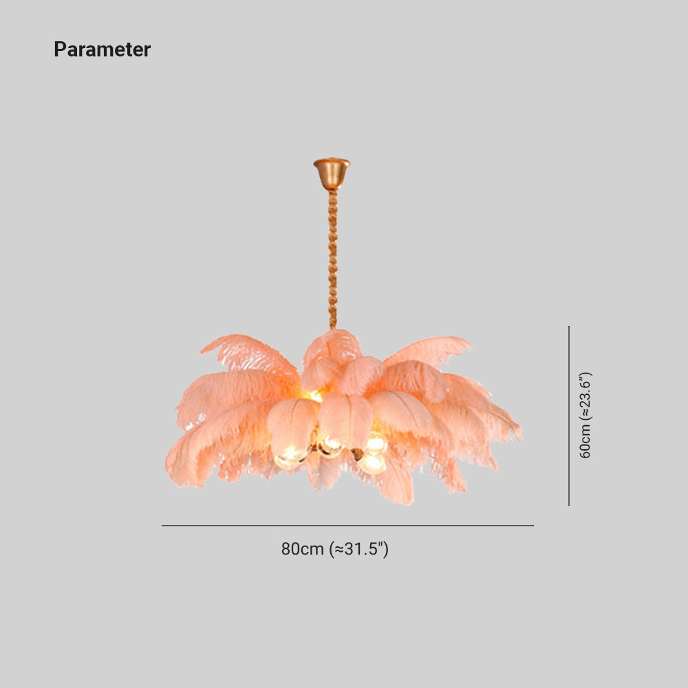 O'Moore Nordic Luxury Pendant Light, Brass/Feather