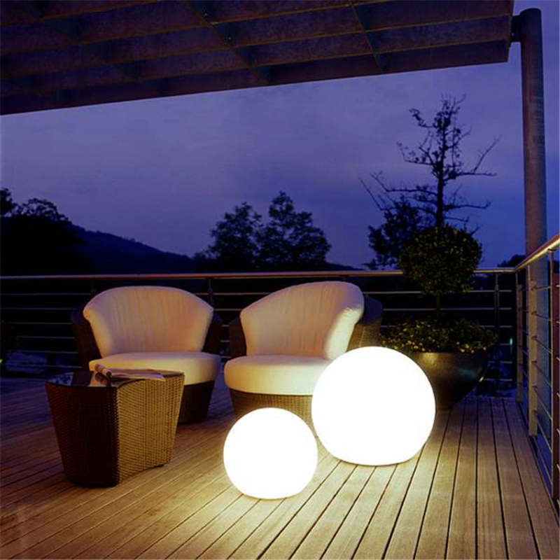 Elif RGB floor lamp on patio. Las Sola outdoor lighting. Elif Unique Waterproof RGB Outdoor Light Floor Lamp