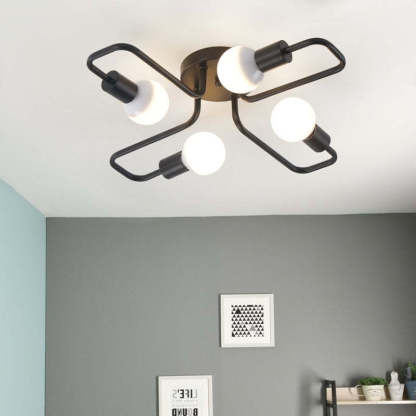 Vintage Modern Minimalist Industrial Metal Flush Mount Ceiling Light