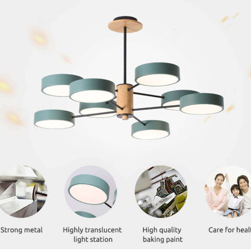 Sienna Art Deco Pendant Light - Green, wood and metal, high quality
