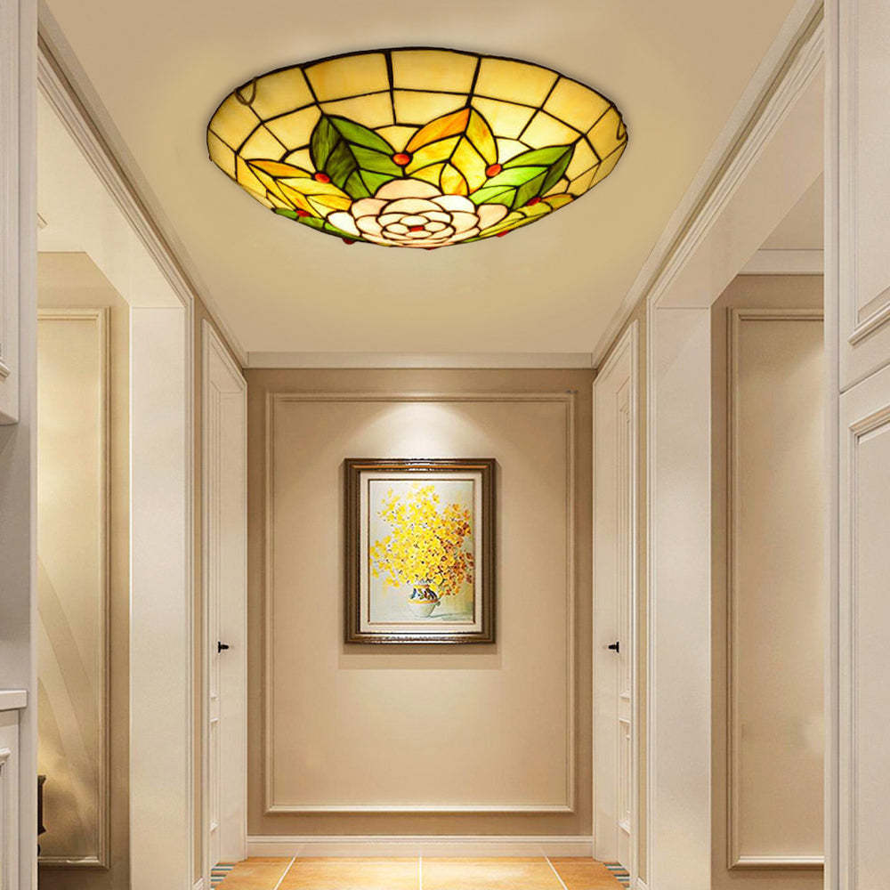 Eryn Retro Stained Glass Ceiling Light in hallway