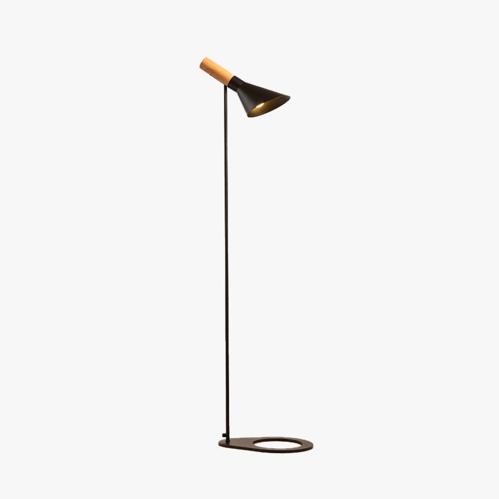 Modern minimalist floor lamp in black and wood for living room