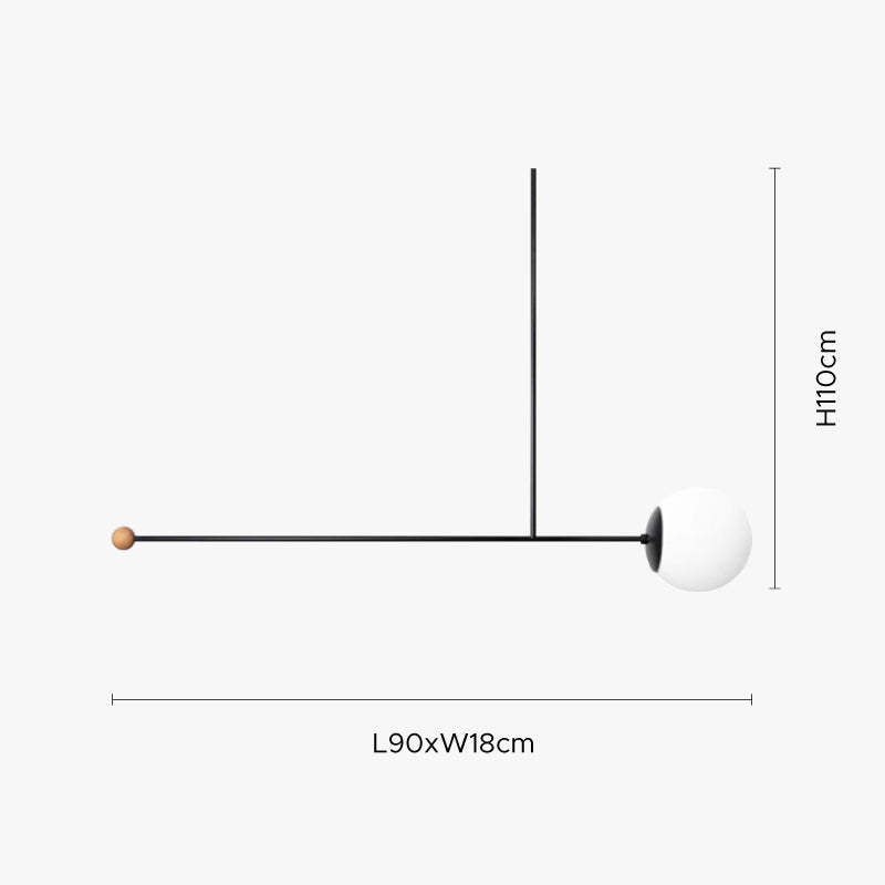Avi Pendant Light dimensions: Minimalist round metal LED, L90xW18cm