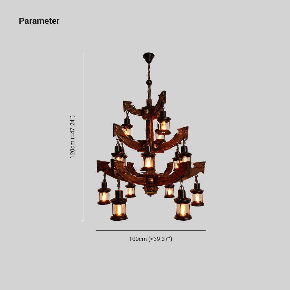 Austin Retro Lantern Chandelier Size Chart