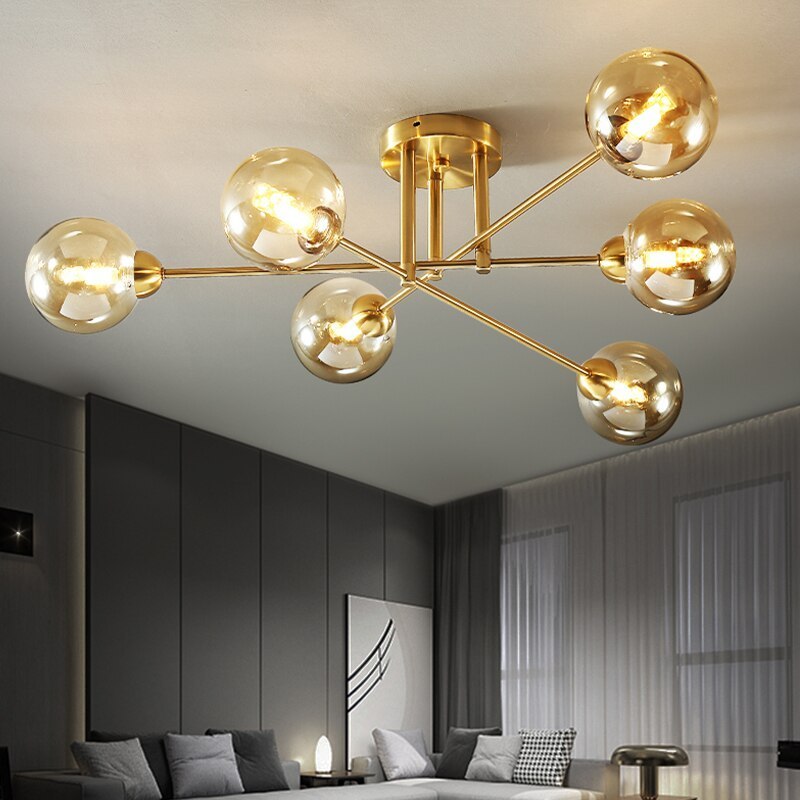 Valentina Industrial Glass Globe Chandelier, modern ceiling light