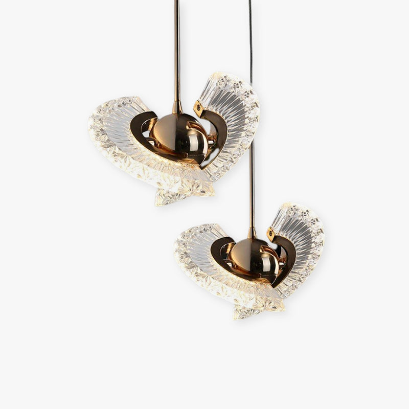 Kristy Nordic Luxury Fan Metal Acrylic Pendant Light, gold and crystal design