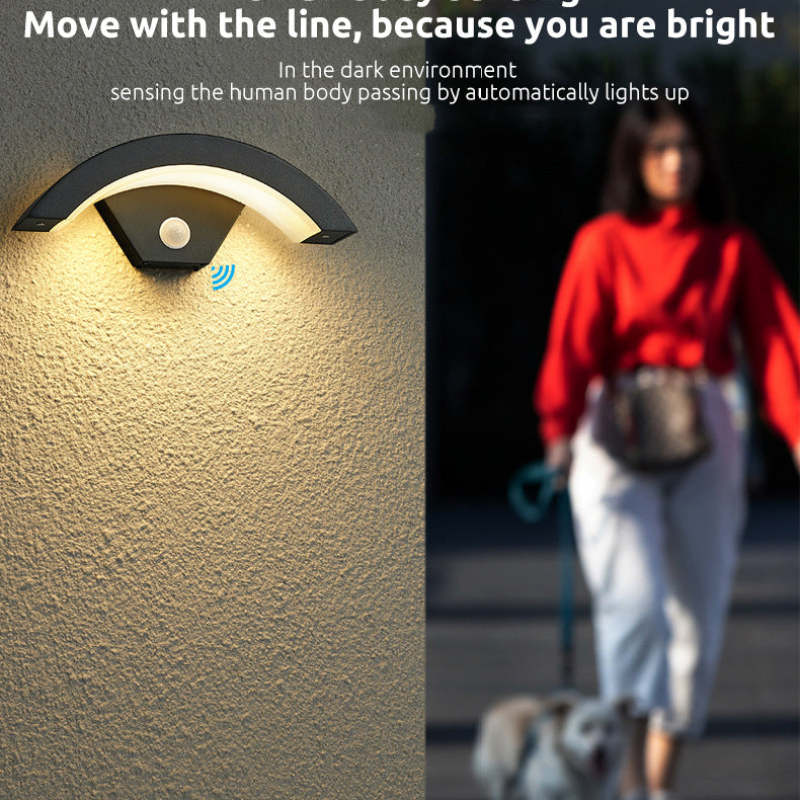 Orr Nordic LED outdoor wall lamp, motion sensor lights up path