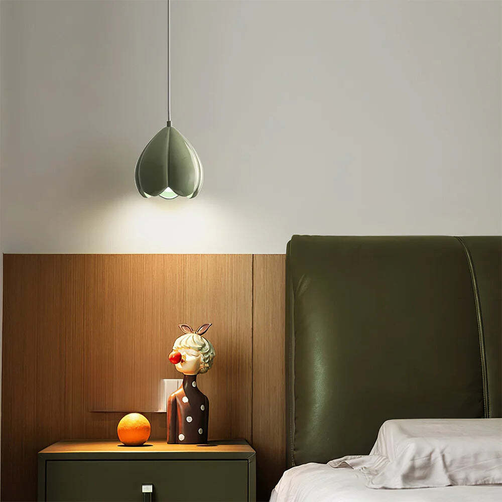 Ritta Modern LED Pendant Light above bedroom nightstand