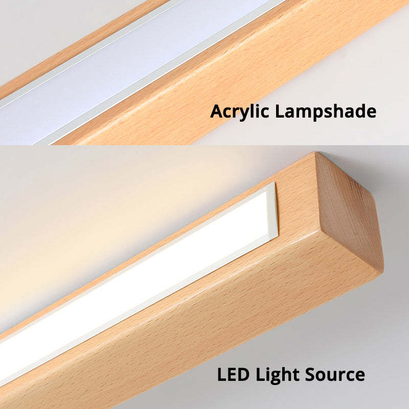 Wood LED Ceiling Light with Acrylic Lampshade