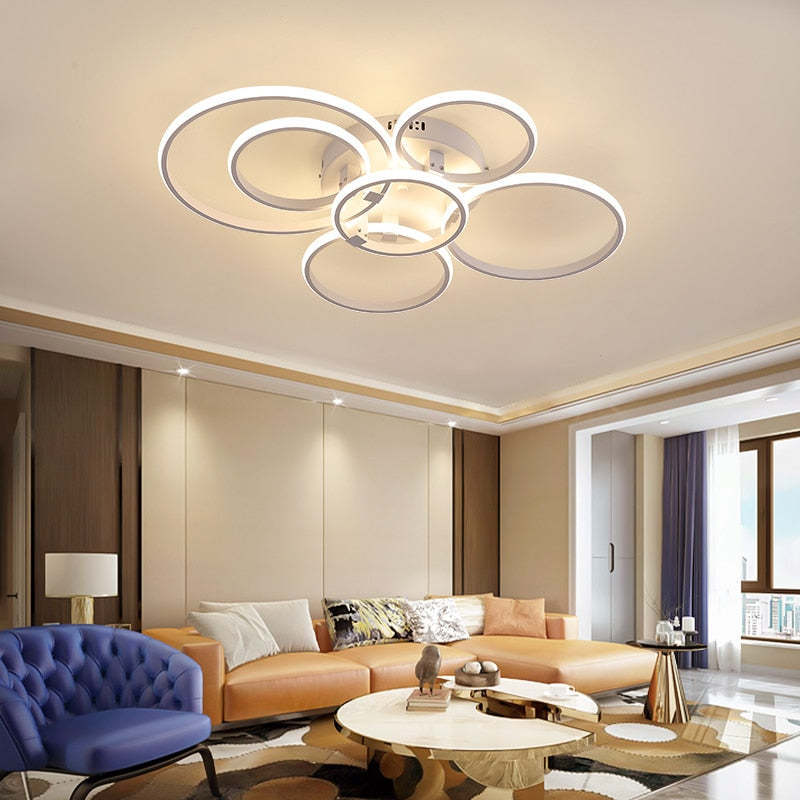 Lacey LED Circle Ring ceiling light in a modern living room