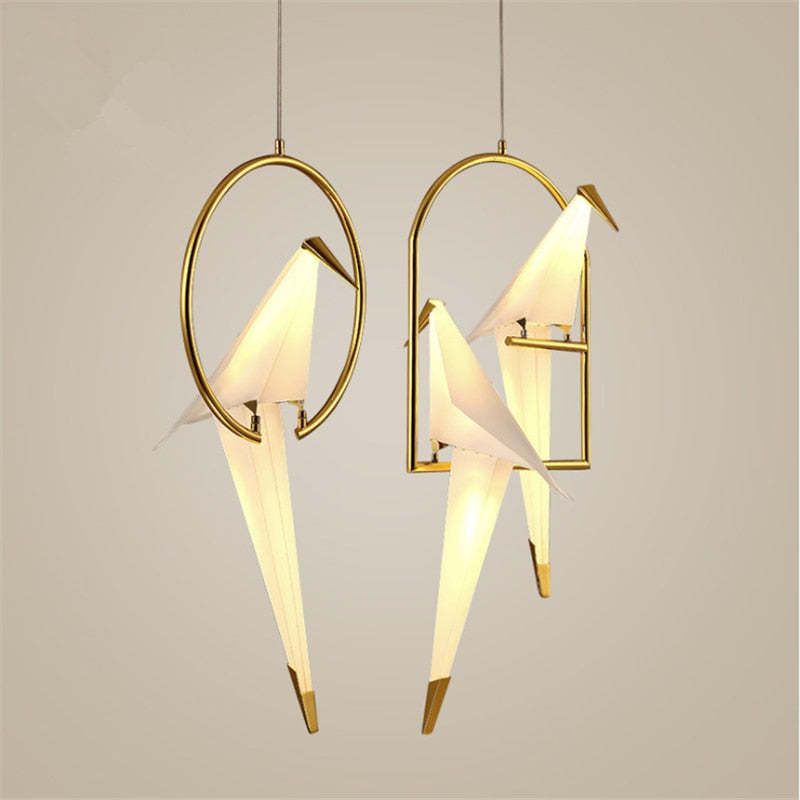 Modern bird pendant lights, origami style
