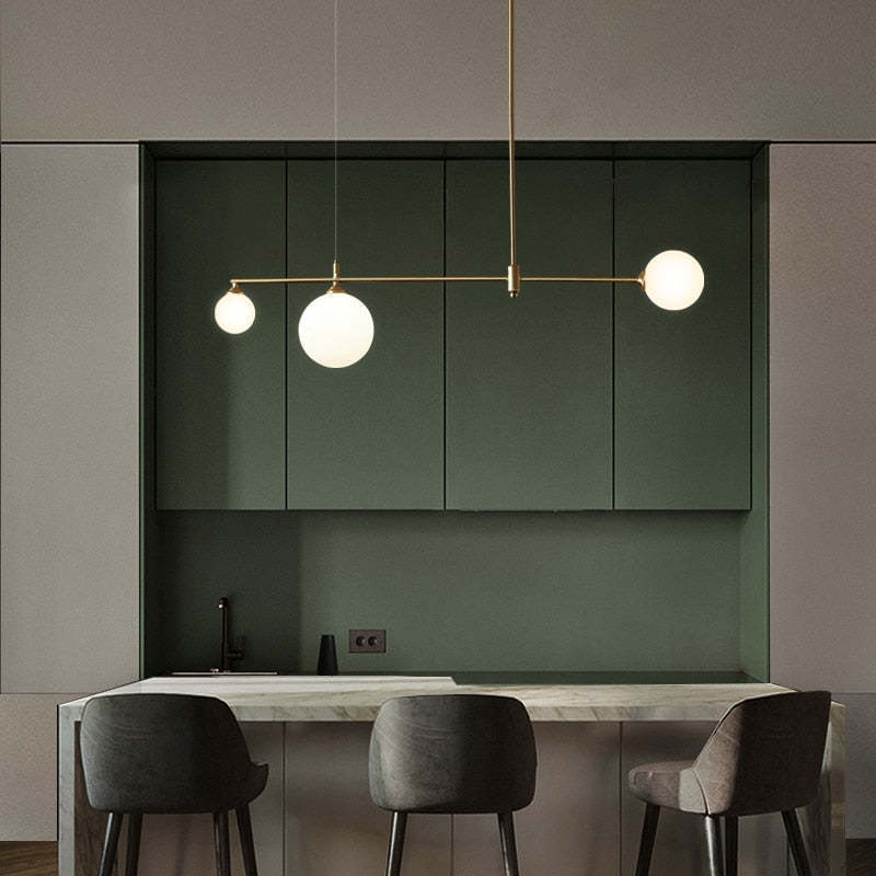 Modern Valentina bubble pendant light over kitchen island