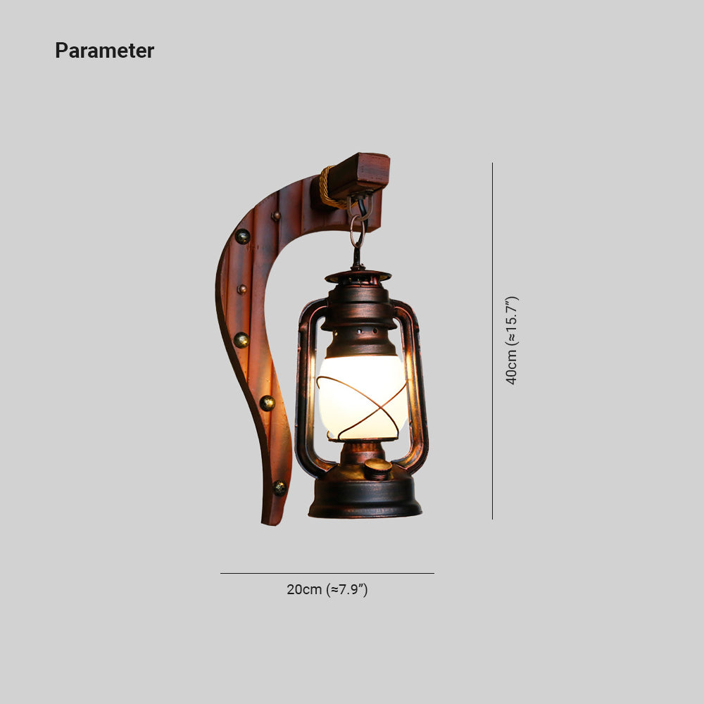 Austin Wall Lamp: Retro Wood & Metal Lantern Sconce
